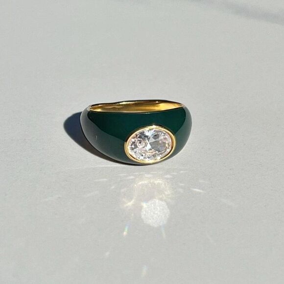 New! “Andy” Dark Green Enamel Ring - Picture 2 of 3